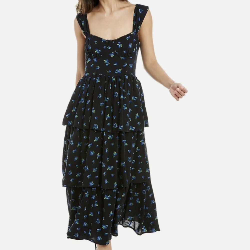 NWT WeWoreWhat corset tiered maxi dress